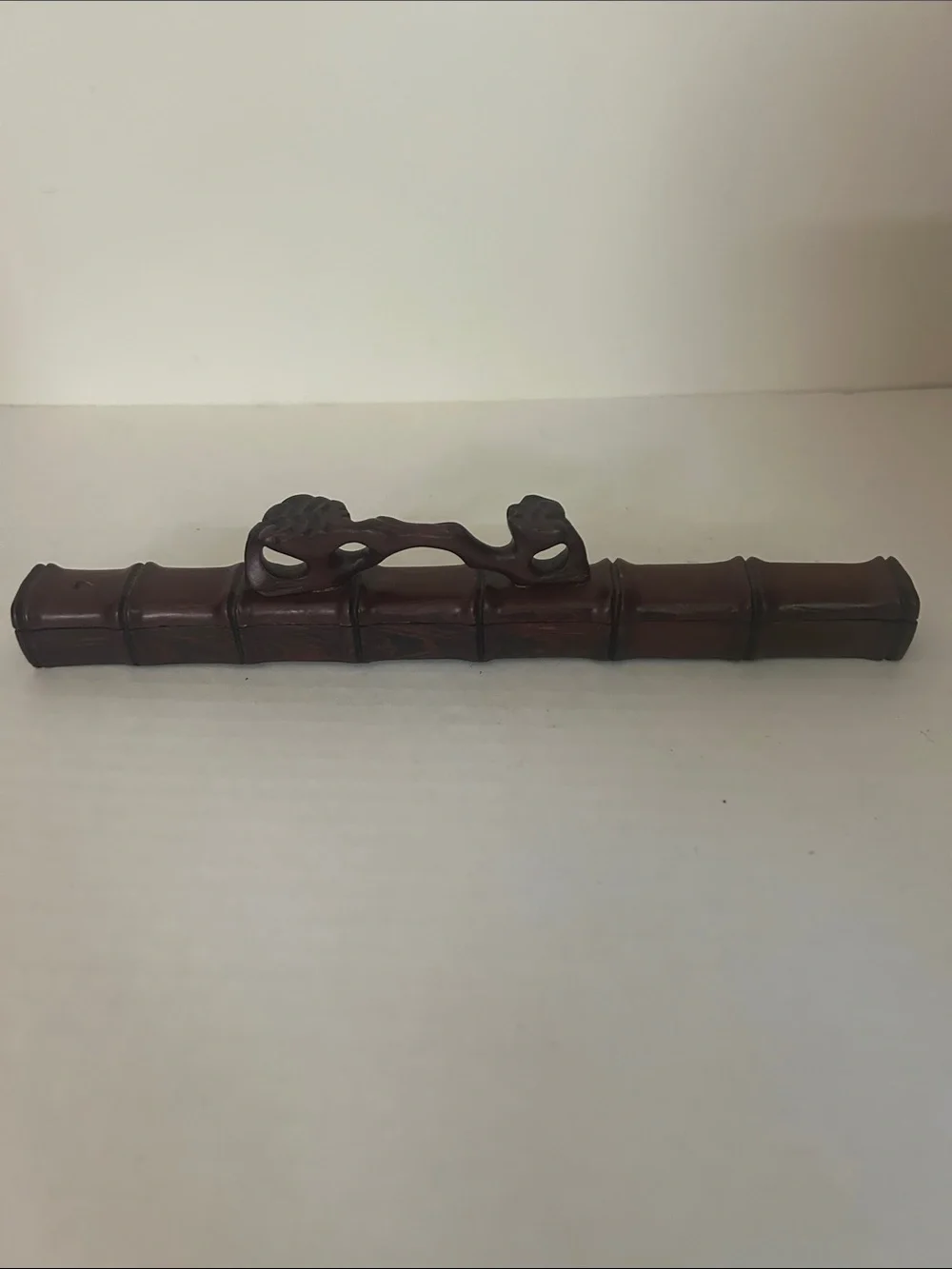 Carved Wooden Decorative Case with Chopsticks Vintage